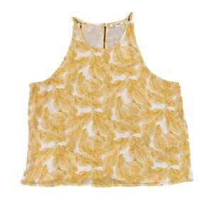 NWT Francesca's Mi ami Gold/Ivory Palm Rayon Tank Top  - SIZE LARGE